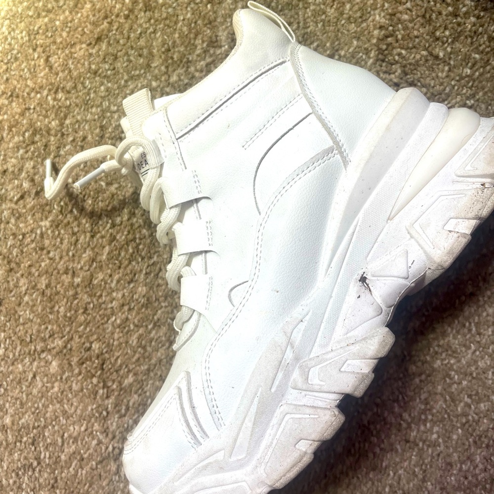 White sneaker platform heel size 7
